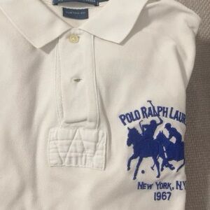 Ralph Lauren White and Blue Polo Shirt Classic Design
